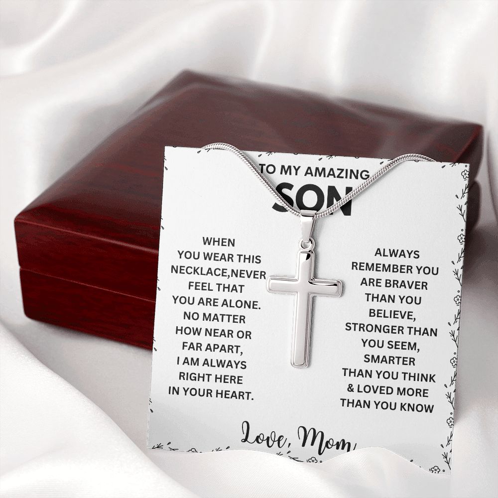 Treasured 'To My Son' Necklace - With a Message Card to Show Your Love and Appreciation"