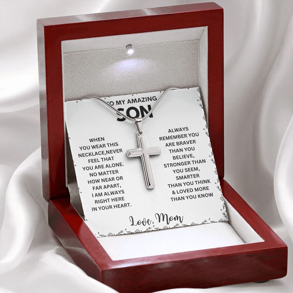 Treasured 'To My Son' Necklace - With a Message Card to Show Your Love and Appreciation"