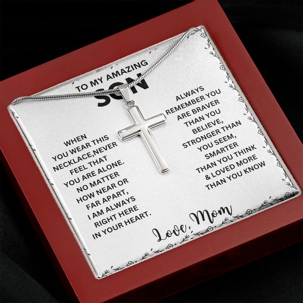 Treasured 'To My Son' Necklace - With a Message Card to Show Your Love and Appreciation"
