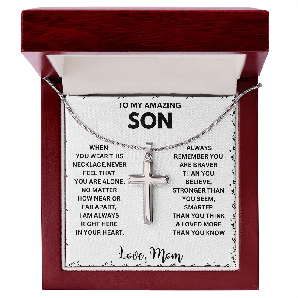 Treasured 'To My Son' Necklace - With a Message Card to Show Your Love and Appreciation"