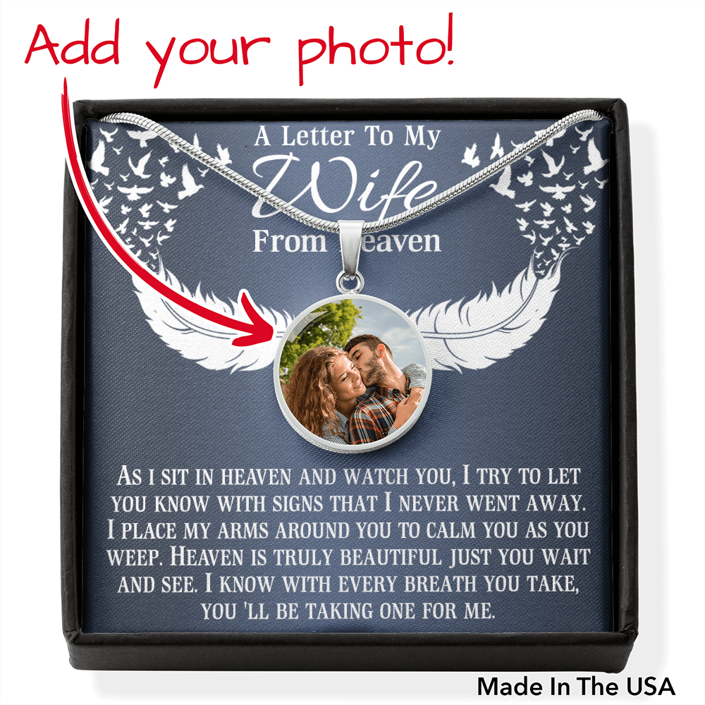 Circle Pendant Custom Photo Necklace Gift for Wife - Loss of Husband - JWshinee