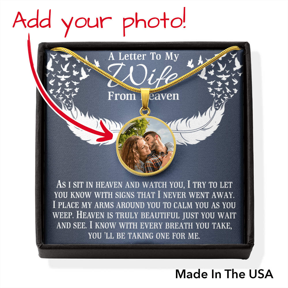 Circle Pendant Custom Photo Necklace Gift for Wife - Loss of Husband - JWshinee