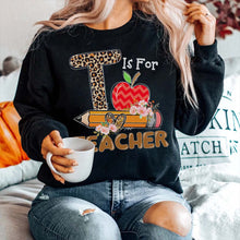 Load image into Gallery viewer, Personalization T Is For Teacher Shirt, Leopard Polka Dot Apple Teacher Life Shirt Alphabet Shirt, Gift For Teachers, Back To School Shirt, Custom Teacher Tshirt
