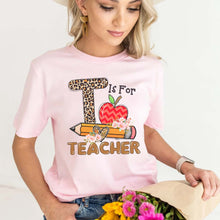 Load image into Gallery viewer, Personalization T Is For Teacher Shirt, Leopard Polka Dot Apple Teacher Life Shirt Alphabet Shirt, Gift For Teachers, Back To School Shirt, Custom Teacher Tshirt
