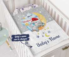 Load image into Gallery viewer, Personalized Christmas Gift Baby&#39;s Blanket Baby Elephant 1st Christmas
