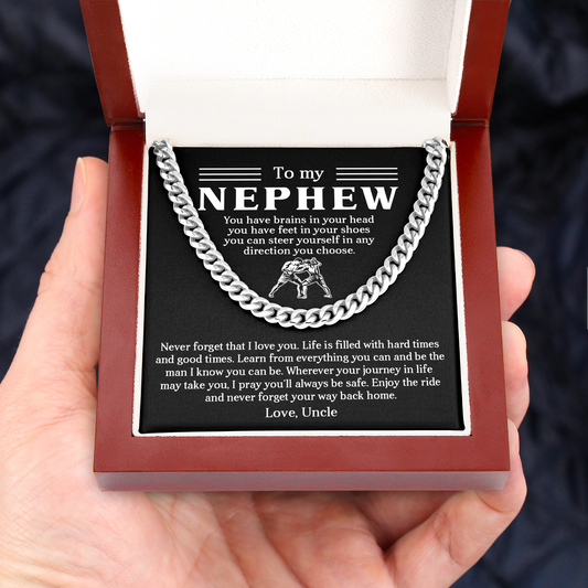 Gift Cuban Necklace for Nephew- Enjoy the ride and never forget your way back home - JWshinee