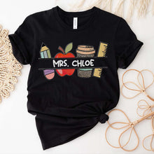 Load image into Gallery viewer, personalized teacher tshirt, teacher shirts, teacher shirts for women, kindergarten teacher shirts, preschool teacher shirts, 2nd grade teacher shirts, teacher t shirts, teacher shirts women elementary school, prek teacher shirts, 1st grade teacher shirts, custom teacher tshirt, tshirt teacher
