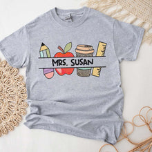 Load image into Gallery viewer, personalized teacher tshirt, teacher shirts, teacher shirts for women, kindergarten teacher shirts, preschool teacher shirts, 2nd grade teacher shirts, teacher t shirts, teacher shirts women elementary school, prek teacher shirts, 1st grade teacher shirts, custom teacher tshirt, tshirt teacher
